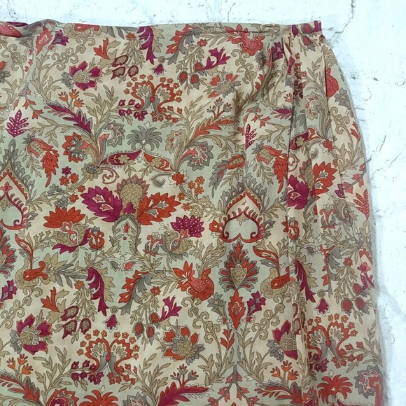 Talbots Petites Sz 14 Wool Wrap Skirt LUXURY Floral - Picture 6 of 9